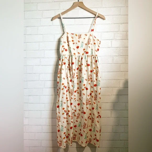 Mata Traders Sofia Midi Botanical Dawn Floral Strapless Dress w Pockets - Picture 3 of 9